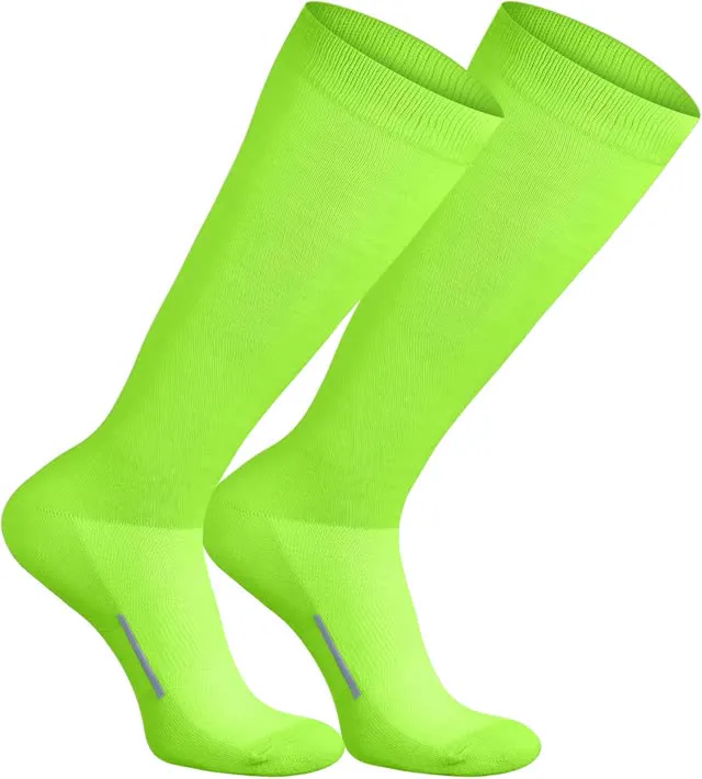 Outus Baseball Soccer Socks Athletic Softball Football Sports Knee High Socks for Youth Boys Girls Adult (Fluorescent Green, X-Small)