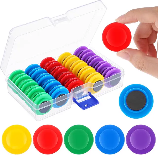 Outus 45 Pieces Vintage Round Whiteboard Magnets 3 cm Refrigerator Magnets Dry Board Mini Fridge Teacher Supplies for Home Offices