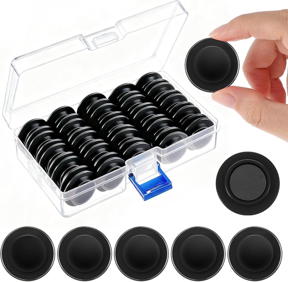 Outus 45 Pieces Black Round Whiteboard Magnets 3 cm Refrigerator Magnets Dry Board Mini Fridge Teacher Supplies for Home Offices