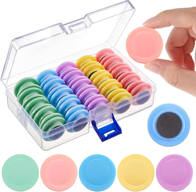 Outus 45 Pieces Mini Colorful Round Magnets Pastel Whiteboard Magnets 3 cm Refrigerator Magnet Bulletin Board Decorations for Classroom Home